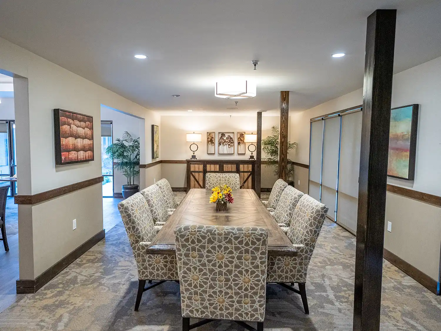 Private dining room in a senior living community for assisted living and memory care in Visalia CA