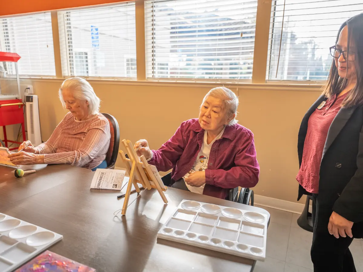 Carefield Pleasanton memory care senior living community residents participating in activities in Pleasanton CA