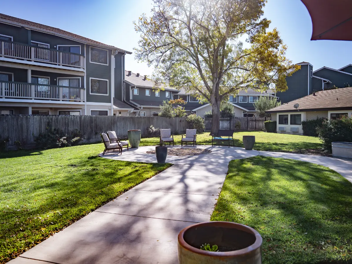 Garden walkway at Madonna Gardens senior living community in Dr Salinas CA for assisted living and memory care
