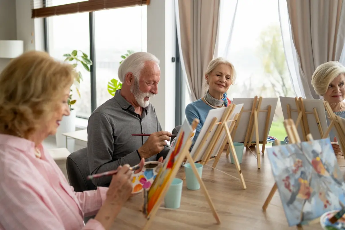 Painting Activities for seniors with dementia at a memory care community in Visalia, CA
