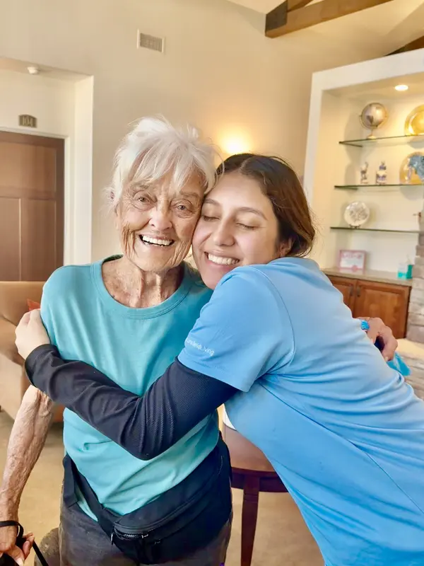 Staff and resident at Ojai Meadows senior living in Ojai, California